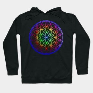 Flower of Life, Faux Foil Chakkra Colors Hoodie